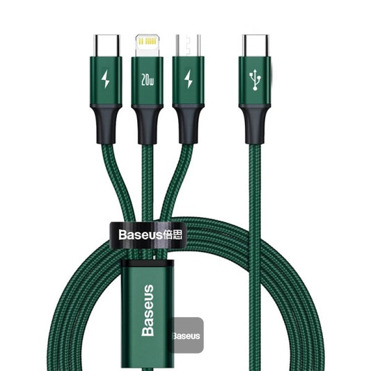 Baseus Rapid Series 3-In-1 Fast Charging Data Cable Type-C To M+L+C Pd 20w 1.5M -